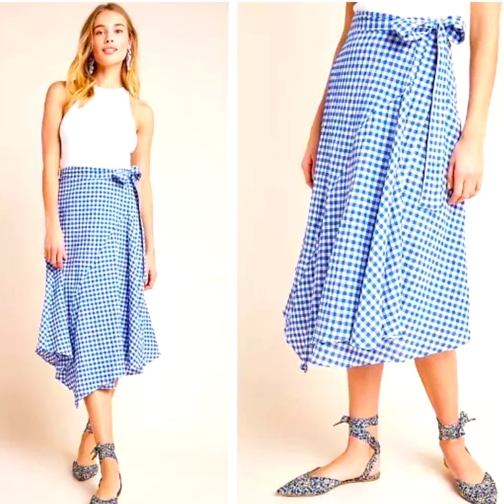 BNWT Maeve Glenna Gingham Midi Skirt (sold at Anthropologie) Sz 14